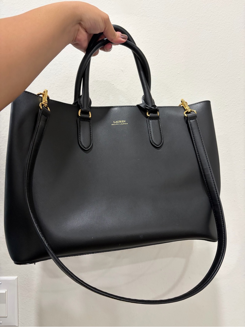 Lauren Ralph Lauren Black Leather Tote